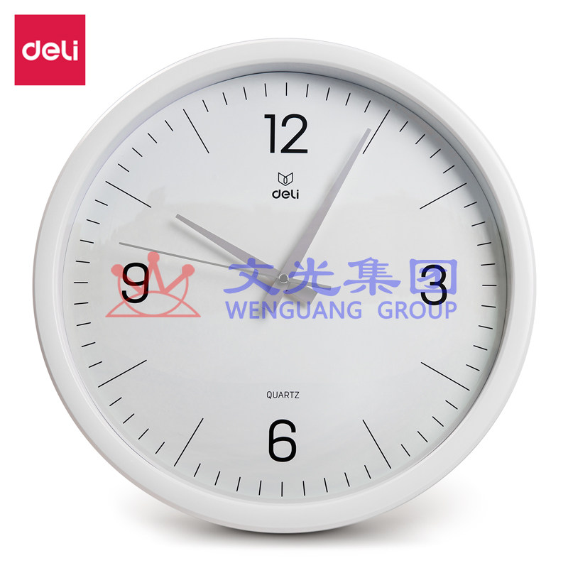 得力 挂钟 31cm石英钟圆形挂表9005S-WH-挂钟 SKU:WG0126881