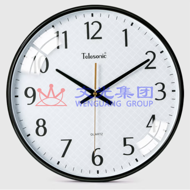 天王星 Q3644-3 挂钟 简约石英钟 扫秒机芯挂钟  黑色 SKU：WG0114154