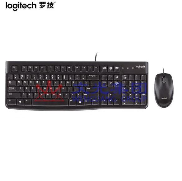 罗技 MK120键鼠套装 有线键盘鼠标套装 USB即插即用 黑色 SKU:WG0110609